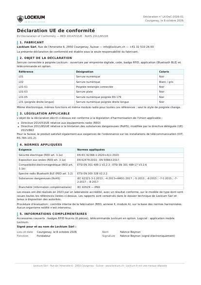 Déclaration UE de conformité