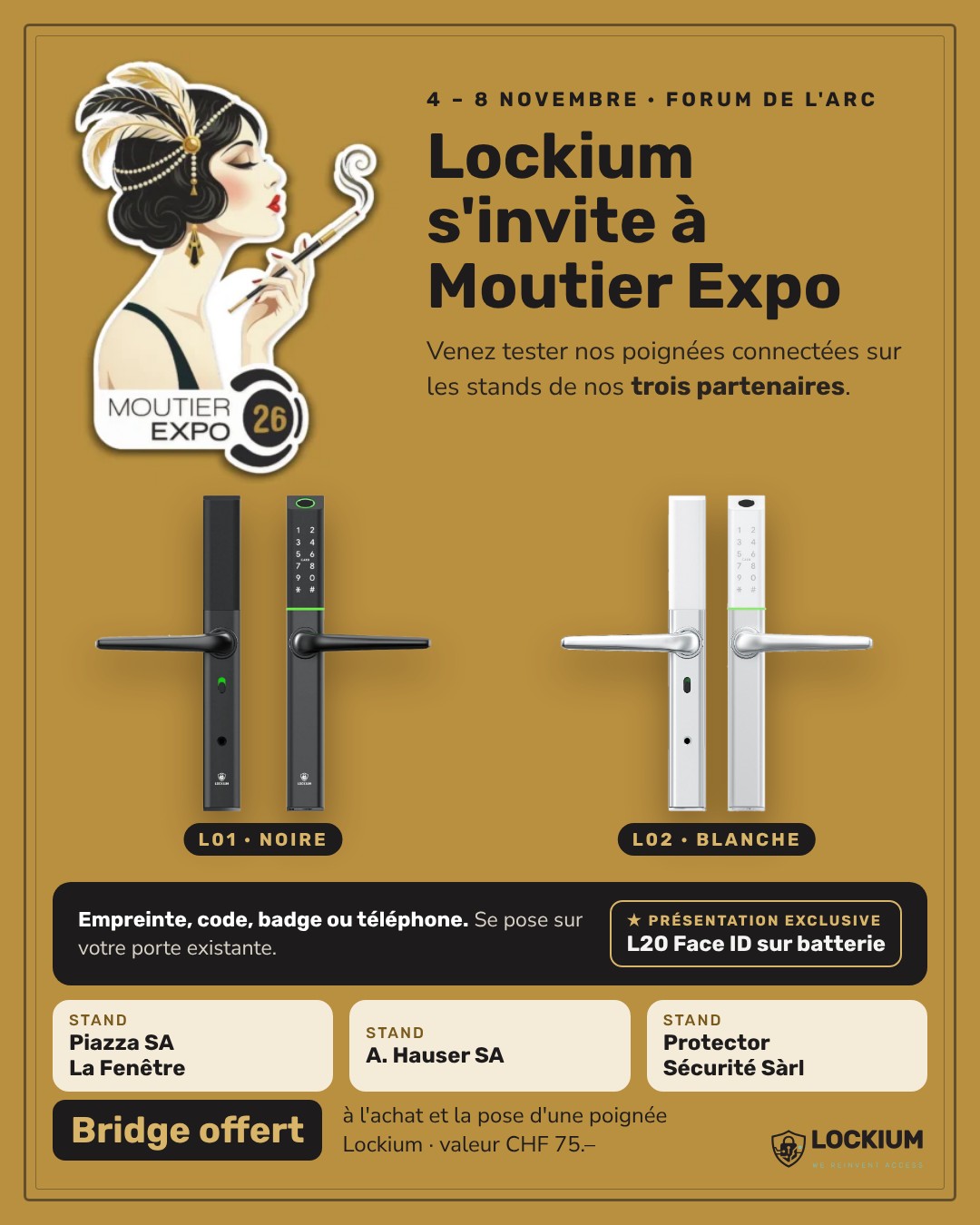 Lockium à Moutier Expo 2026 : trois stands pour tester nos poignées connectées