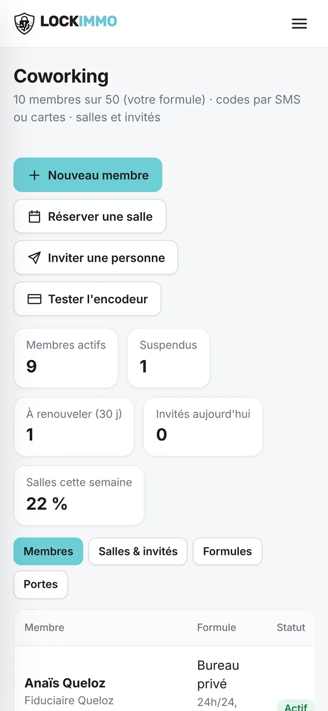 LockImmo — Coworking sur téléphone