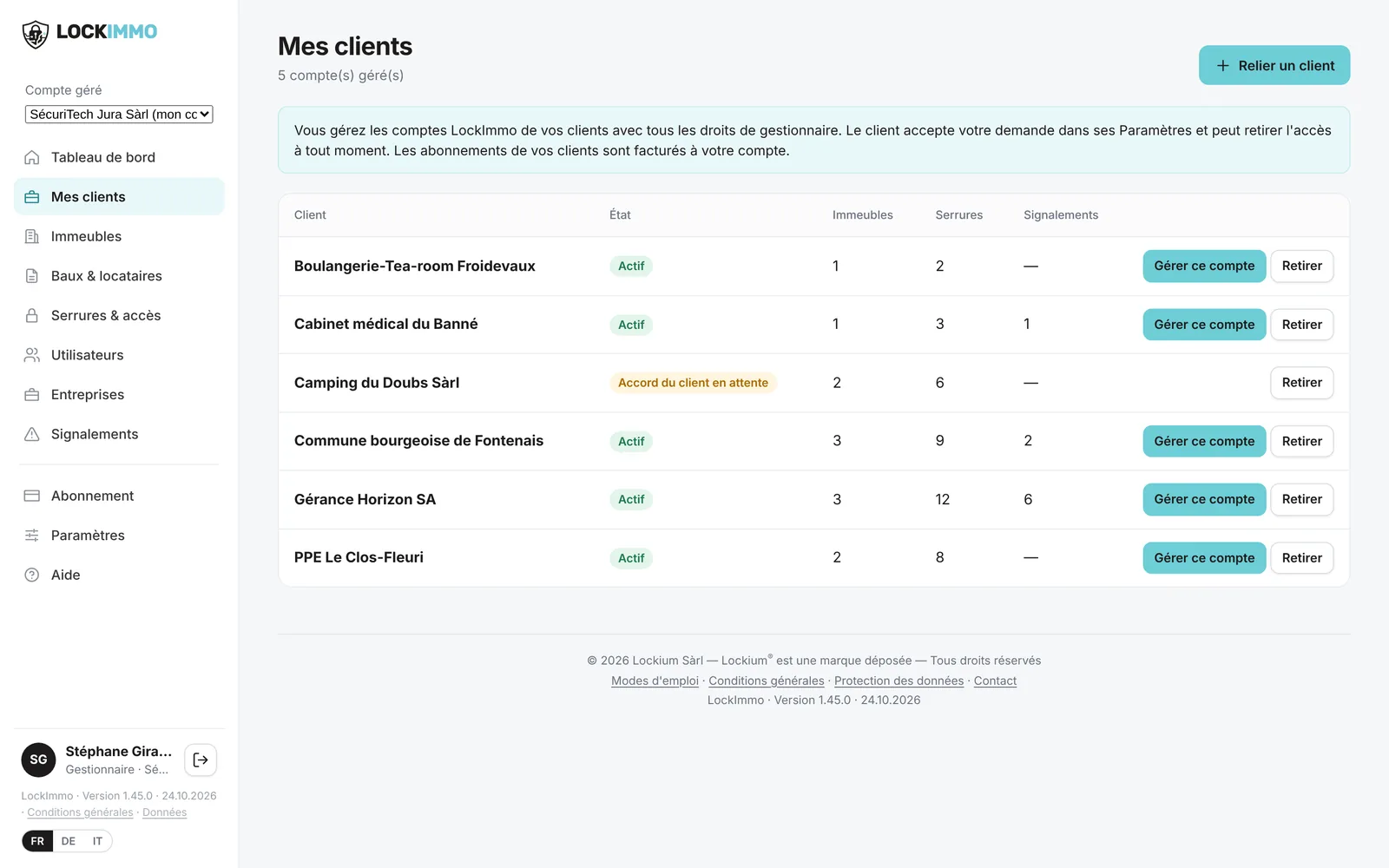 Vos clients, depuis votre compte