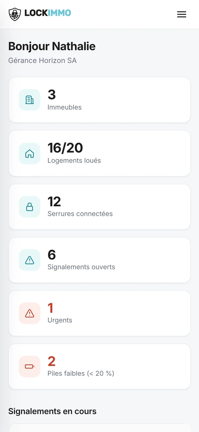 LockImmo — Régies & propriétaires sur téléphone